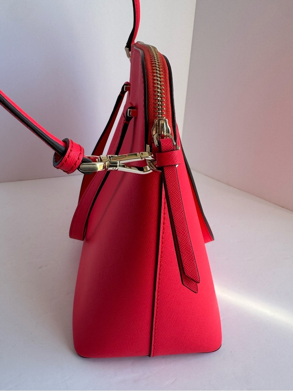 Kate Spade New York Hot Pink Maise Dome Saffiano Leather Crossbody Satchel Purse - Picture 6 of 16